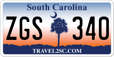SC license plate ZGS340
