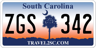 SC license plate ZGS342