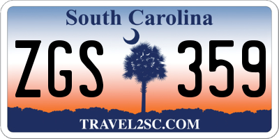 SC license plate ZGS359