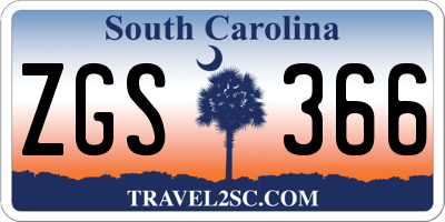 SC license plate ZGS366