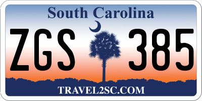 SC license plate ZGS385