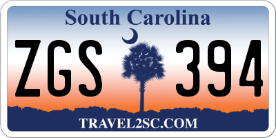 SC license plate ZGS394