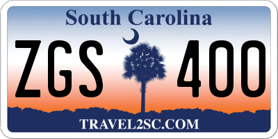 SC license plate ZGS400