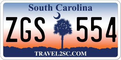 SC license plate ZGS554