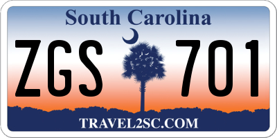 SC license plate ZGS701