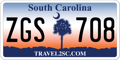 SC license plate ZGS708