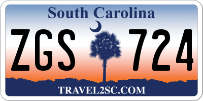 SC license plate ZGS724