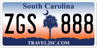 SC license plate ZGS888