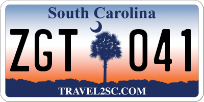 SC license plate ZGT041