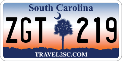 SC license plate ZGT219