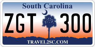 SC license plate ZGT300