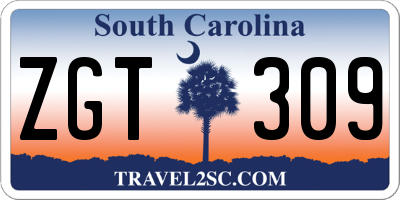 SC license plate ZGT309