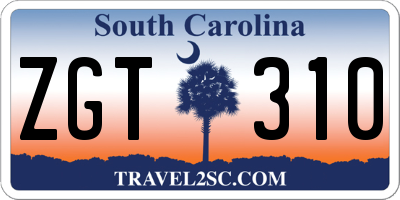 SC license plate ZGT310