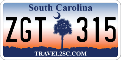 SC license plate ZGT315