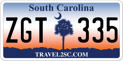 SC license plate ZGT335
