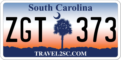 SC license plate ZGT373