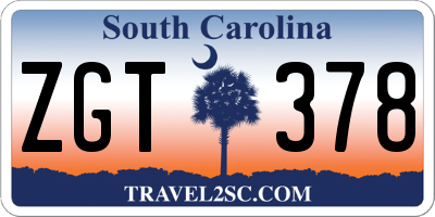 SC license plate ZGT378