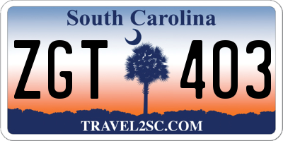 SC license plate ZGT403