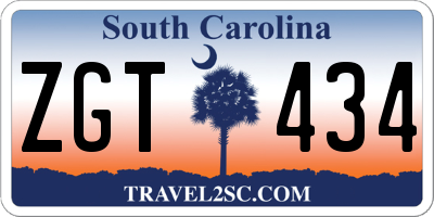 SC license plate ZGT434