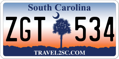 SC license plate ZGT534