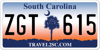 SC license plate ZGT615