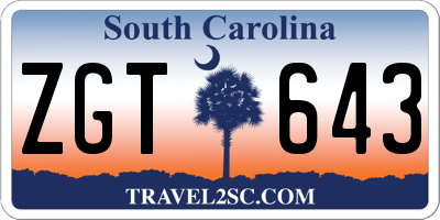 SC license plate ZGT643