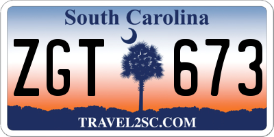 SC license plate ZGT673