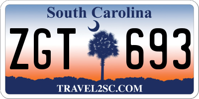 SC license plate ZGT693