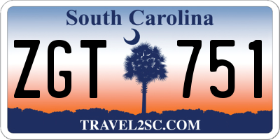 SC license plate ZGT751