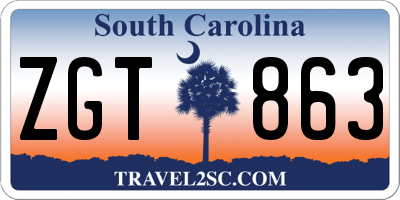 SC license plate ZGT863