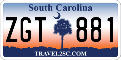 SC license plate ZGT881