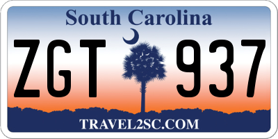 SC license plate ZGT937