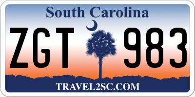 SC license plate ZGT983
