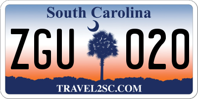 SC license plate ZGU020