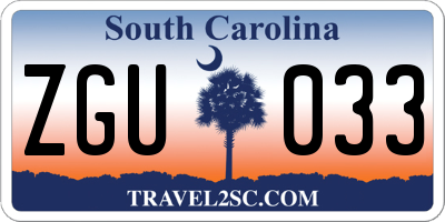 SC license plate ZGU033