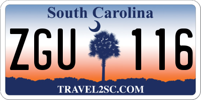 SC license plate ZGU116