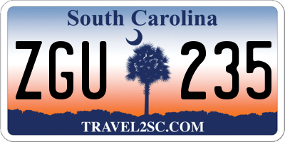 SC license plate ZGU235