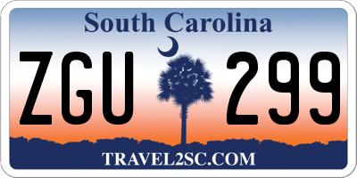 SC license plate ZGU299
