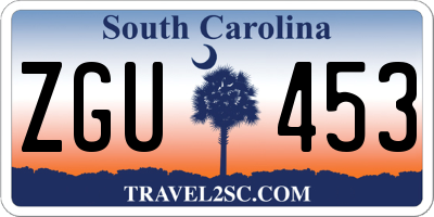 SC license plate ZGU453