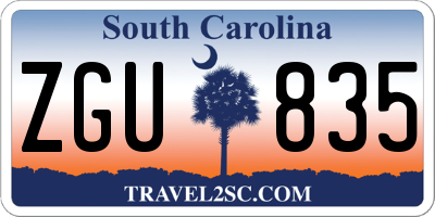 SC license plate ZGU835