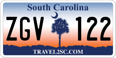 SC license plate ZGV122