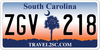 SC license plate ZGV218
