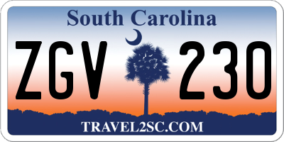 SC license plate ZGV230