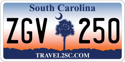 SC license plate ZGV250