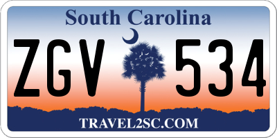 SC license plate ZGV534