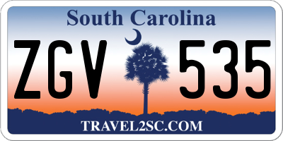 SC license plate ZGV535