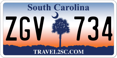 SC license plate ZGV734