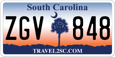 SC license plate ZGV848