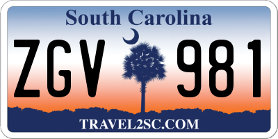 SC license plate ZGV981