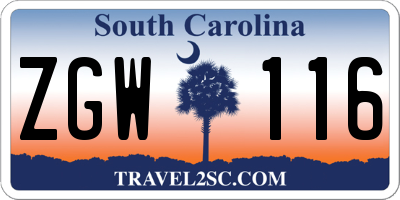 SC license plate ZGW116